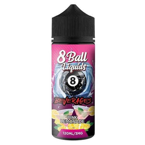 8 Ball Pink Lemonade e-liquid, a refreshing blend of strawberries and lemonade in a 120ml Chubby Gorilla Bottle, 3mg nicotine strength.