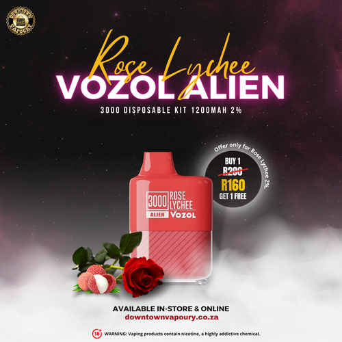 Downtown Vapoury Vozol Alien 3000 Rose Lychee 2% Disposable Kit