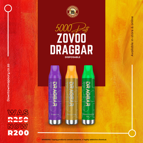 Downtown Vapoury Zovoo Dragbar 5000c Disposable Pod Device