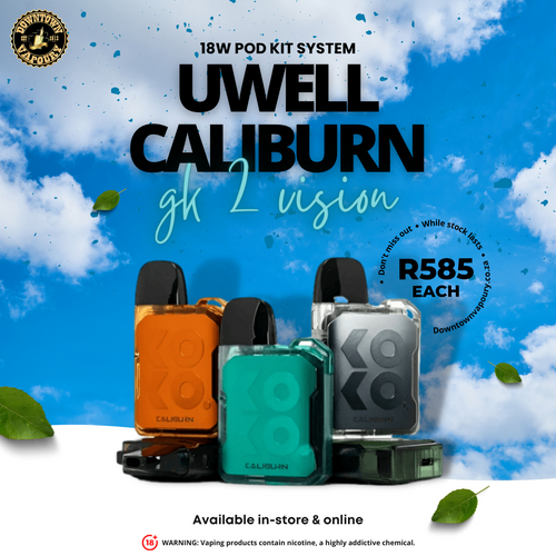 Downtown Vapoury - Uwell Caliburn GK 2 Vision 18W Pod Kit System - Durban Online Vape Store Shop - New Product Arrival